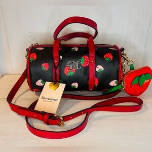 NWT Juicy Couture Sweet N Juicy  Licorice/ Strawberry Mini Barrel Bag/Crossbody